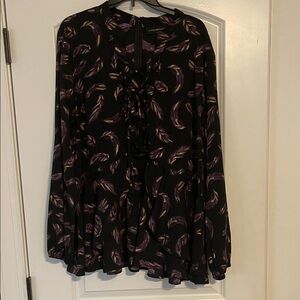 Lane Bryant Black Purple Gold Women's Blouse 24 Never Worn